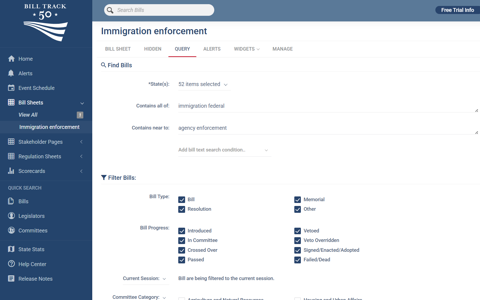 Screenshot of BillTrack50