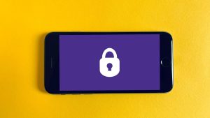 Smart phone displaying a lock icon.