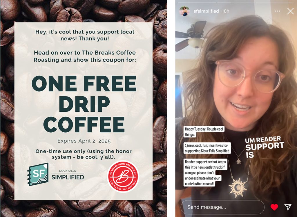 One free drip coffee | UM Reader support is