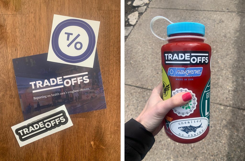 Tradeoffs stickers, Tradeoffs stickers on a water bottle