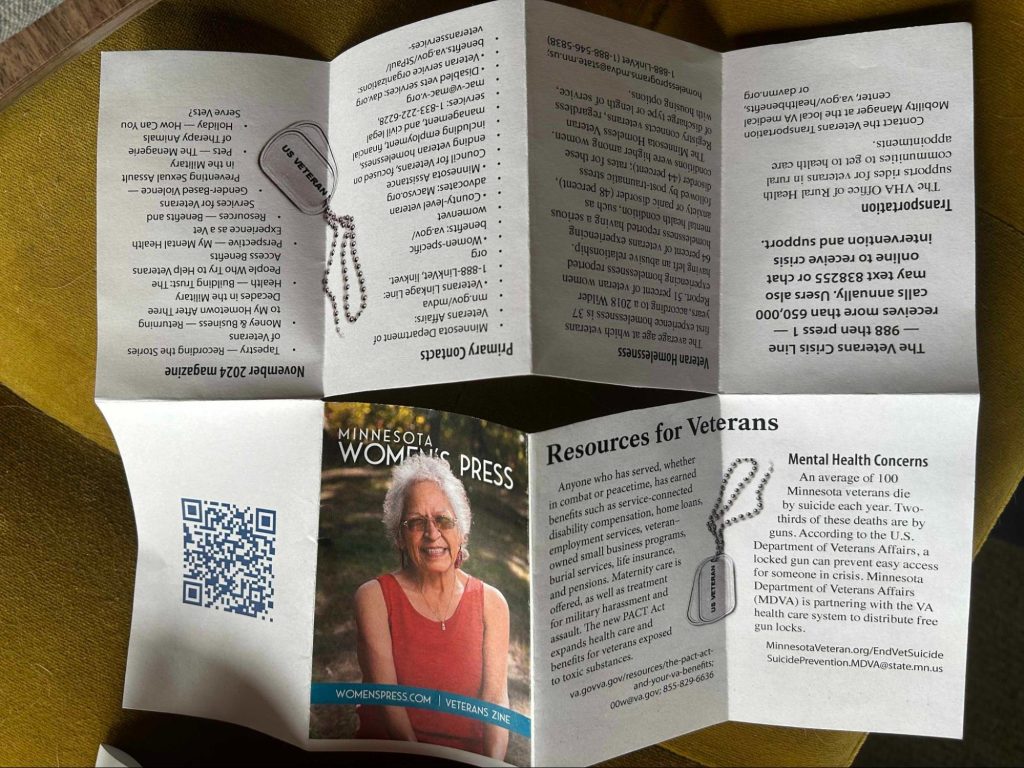 Minnesota Women's Press's Veterans zine unfolded