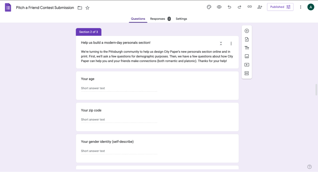 Embedding the survey in the same form as the personal ad submission and sending it out separately helped City Paper generate responses from different audiences.