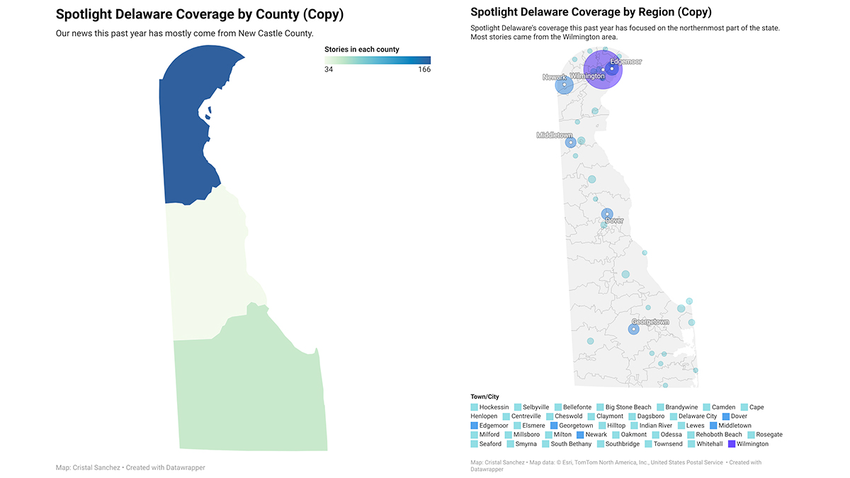 Maps of Delaware 1. Spotlight Delaware coverage by county 2. Spotlight Delaware coverage by region