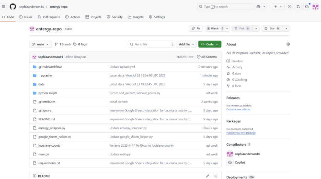 Screenshot of GitHub repository