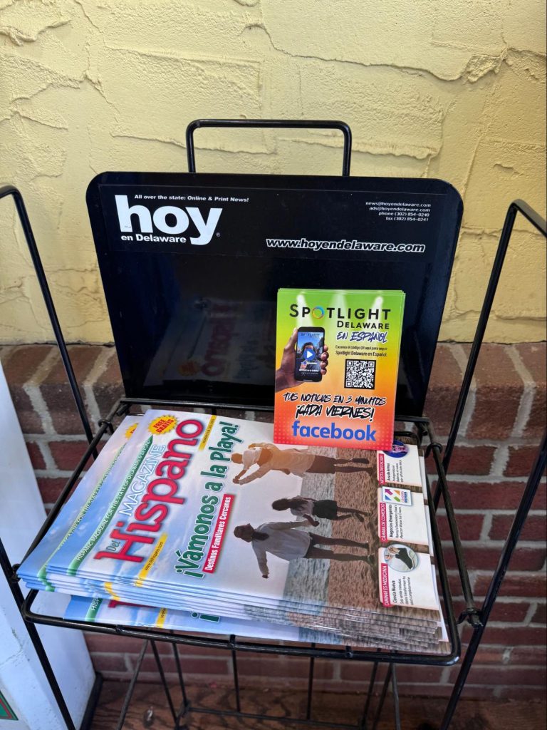 During "Spotlight en Casa" events, we make sure to leave postcards with information on how to translate our website to Spanish and the names and numbers of our bilingual reporters.
