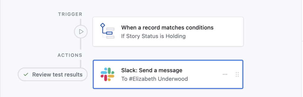 An example of an automation that lets the Audience Development and Content Strategy Producer when a story is holding.