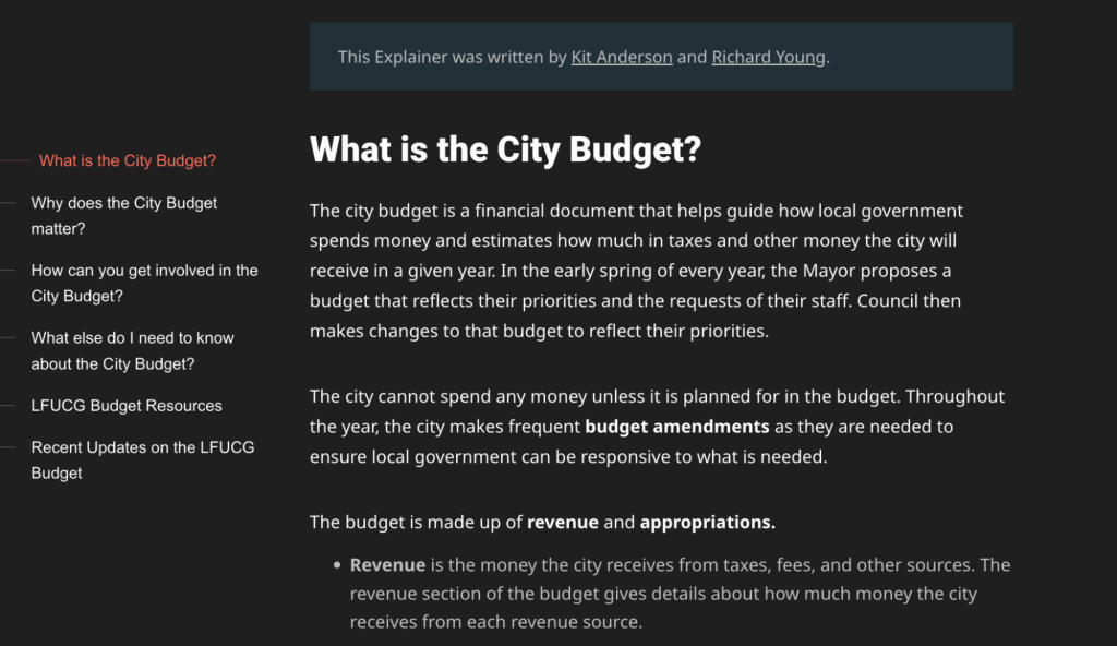 A screenshot of a civic explainer from CivicLex. As you can see, they have a quick explanation of what the item is, how to get involved and important things to know. 