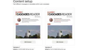 The newsletter builder mode is where the Source uploads its templates, made in-house by our design team, and updates newsletter content.