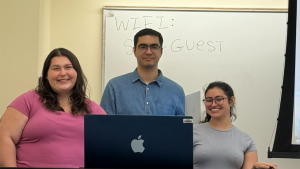 Kalyn Laire along with Epicenter NYC interns Julian Tiburcio and Amanda DeJesus present audience strategy proposals to the rest of the Epicenter NYC team. Photo: Carolina Valencia