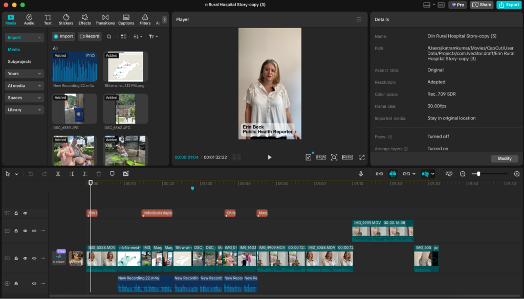 Screenshot from a video editing application.