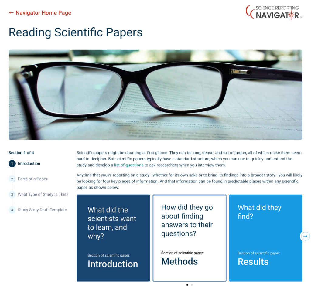 Screenshot from SRN showing how to read scientific papers.
