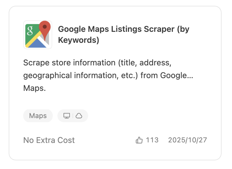 Google Maps Listing Scraper (by Keywords)