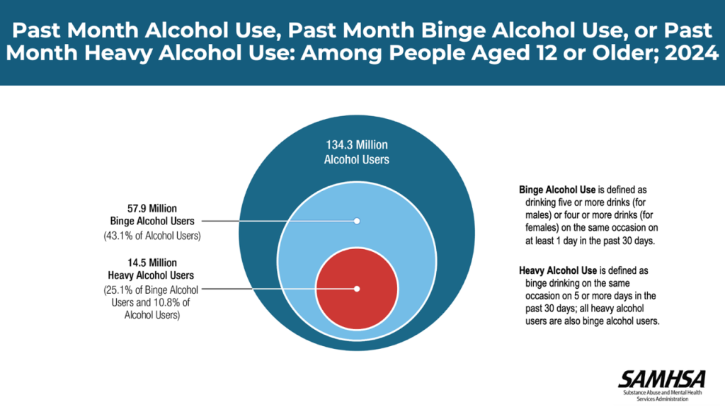 Past month alcohol use, past month binge lcohol use or past month heavy alcohol use among people aged 12 or older, 2024
