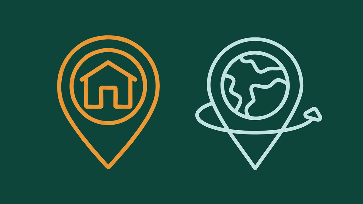 A location map symbol and a travelling map symbol