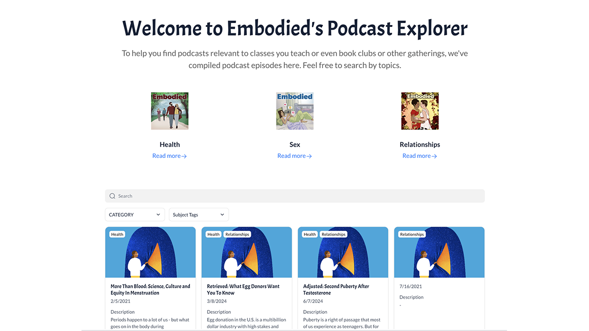 A draft version of the resource that we built alongside Embodied/WUNC using the tool Softr and Airtable.