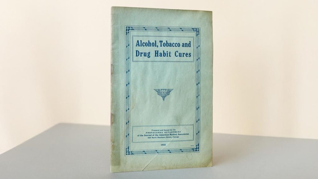 1922 Journal of the American Medical Association publication from The William White library maintained by the Lighthouse Institute at Chestnut Health Systems. Photo: Graham MacIndoe