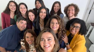 Enlace Latino NC team lead by Paola Jaramillo at the front. Image by Enlace Latino NC