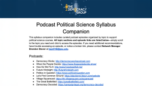 Screenshot from The Democracy Group's Podcast Political Science Syllabus Companion