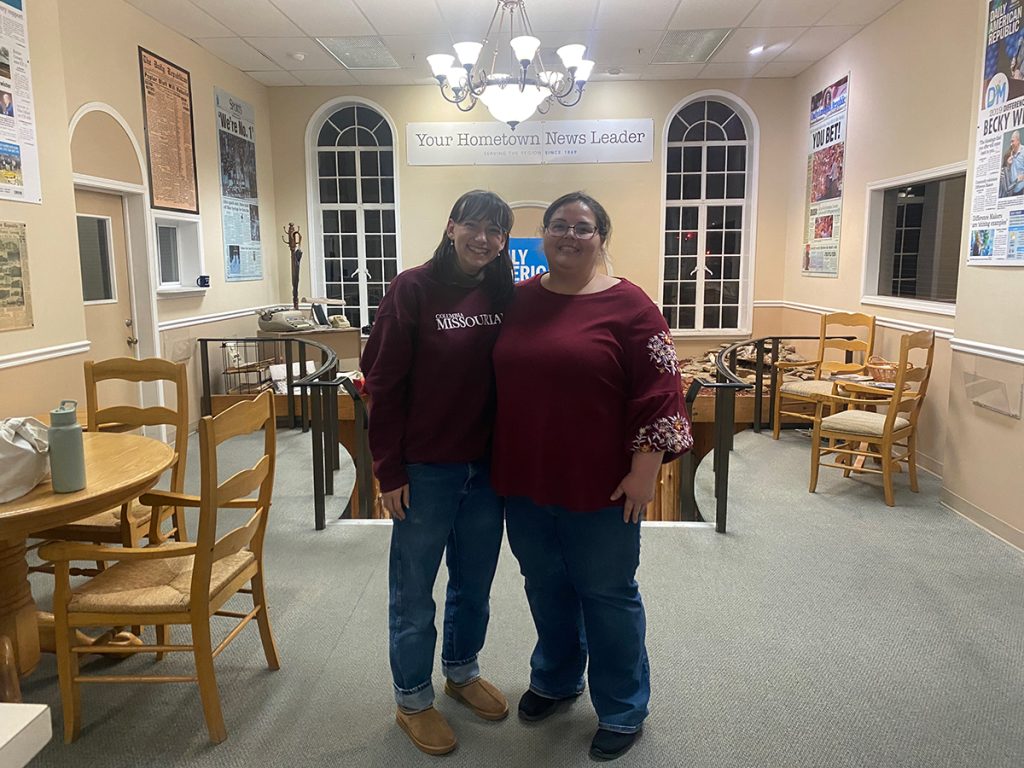 Claire Kespohl (left) with Donna Farley, editor of the Daily American Republic.