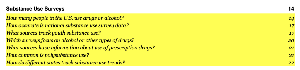Substance use surveys