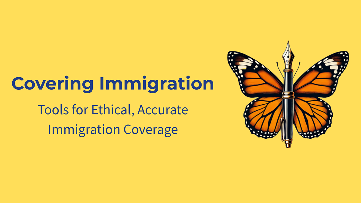 A fountain pen with butterfly wings. Tools for ethical, accurate immigration coveraage