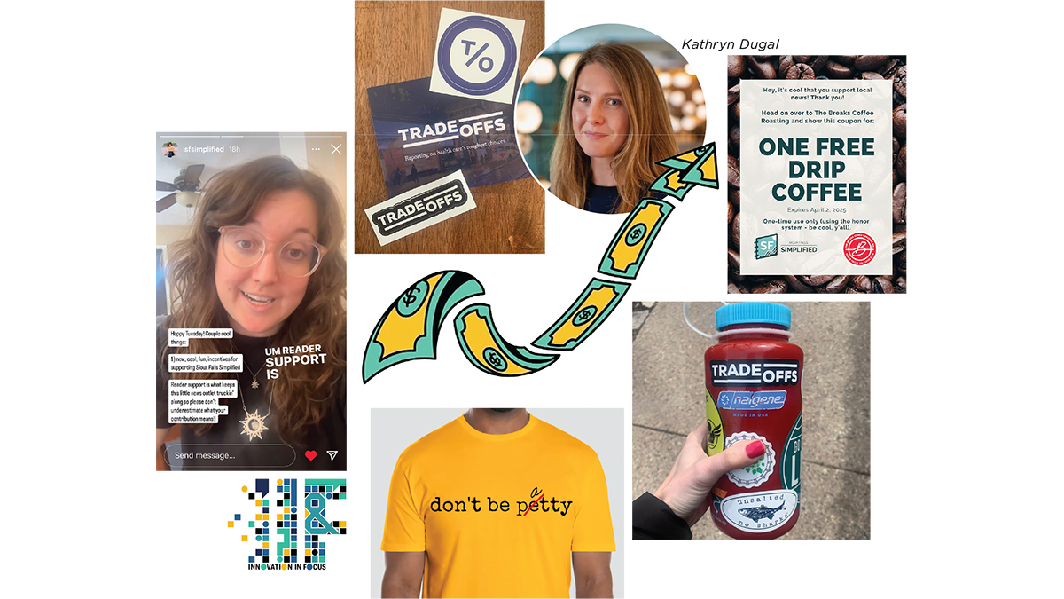 Various examples of some of the tiny revenue experiments performed by Tradeoffs, led by Kathryn Dugal, director of marketing and audience