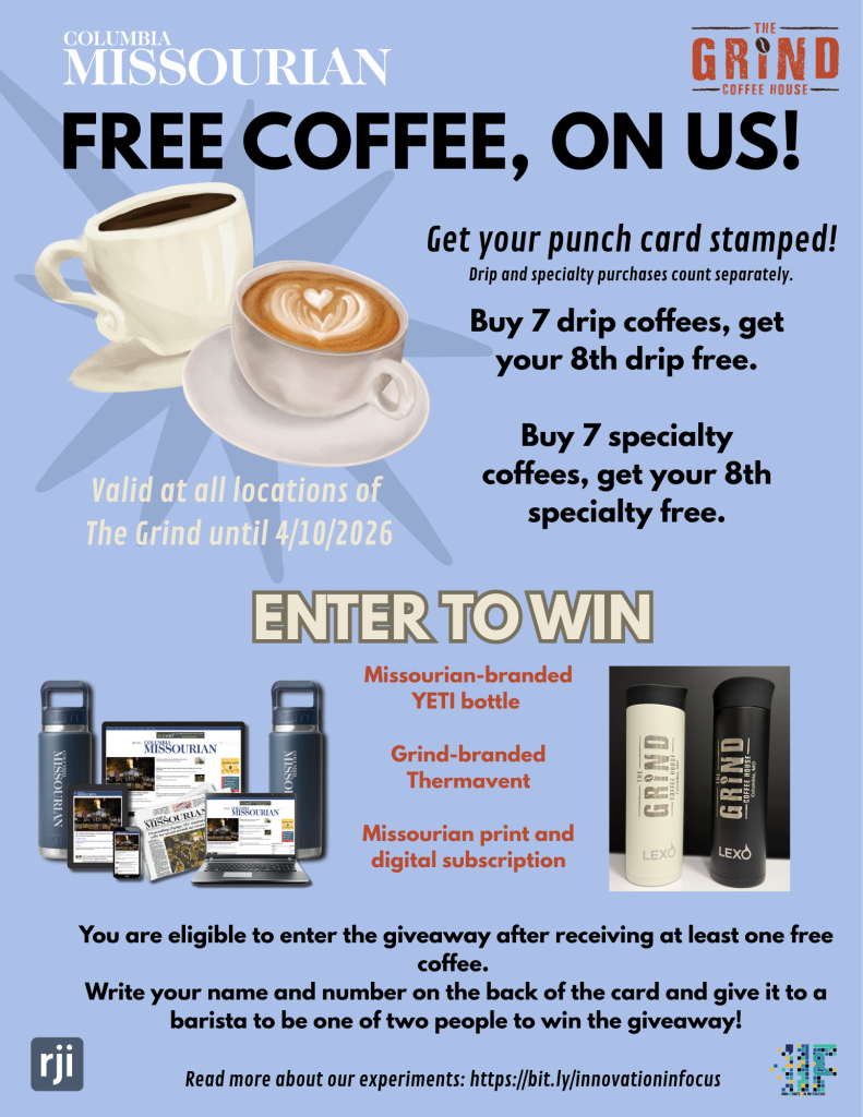 The quarter-sheet flyers helped explain the giveaway option and how the punch card worked.