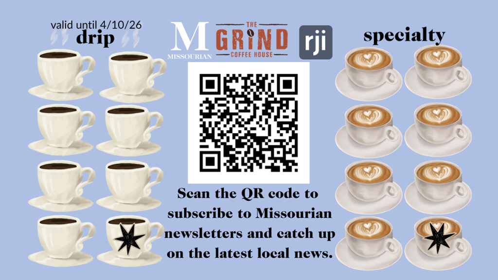 These punch cards aimed to draw The Grind customers to scan a QR code leading to the Missourian newsletter homepage.