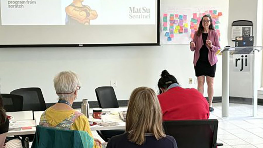 Amy Bushatz presents a lightning talk about building a membership program at the Rural Revenue Transformation Workshop. Photo by Kat Duncan