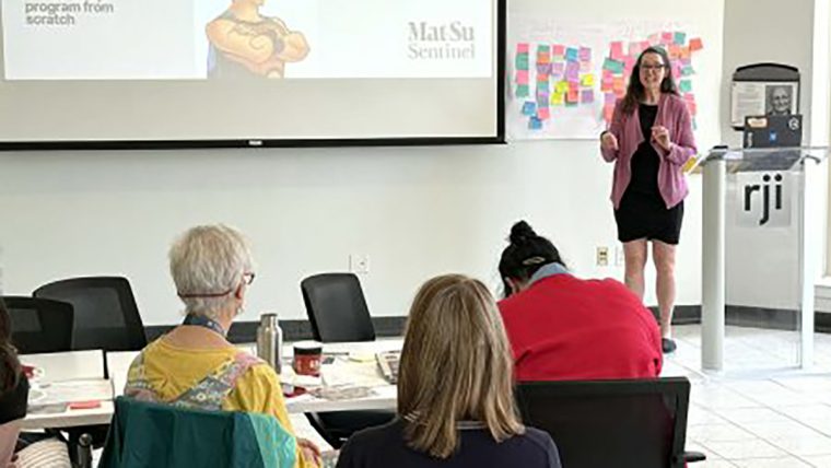 Amy Bushatz presents a lightning talk about building a membership program at the Rural Revenue Transformation Workshop. Photo by Kat Duncan