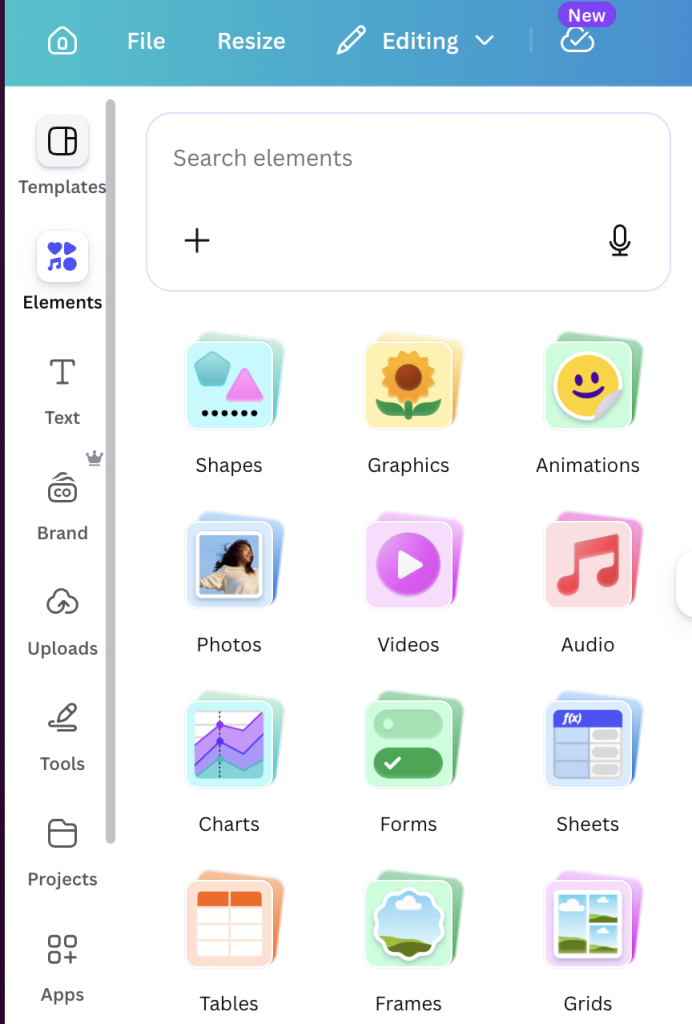 Screenshot from the editing window in Canva