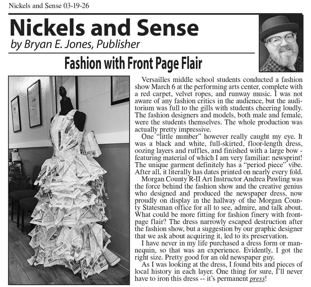 Nickels and Sense column by Bryan E. Jones