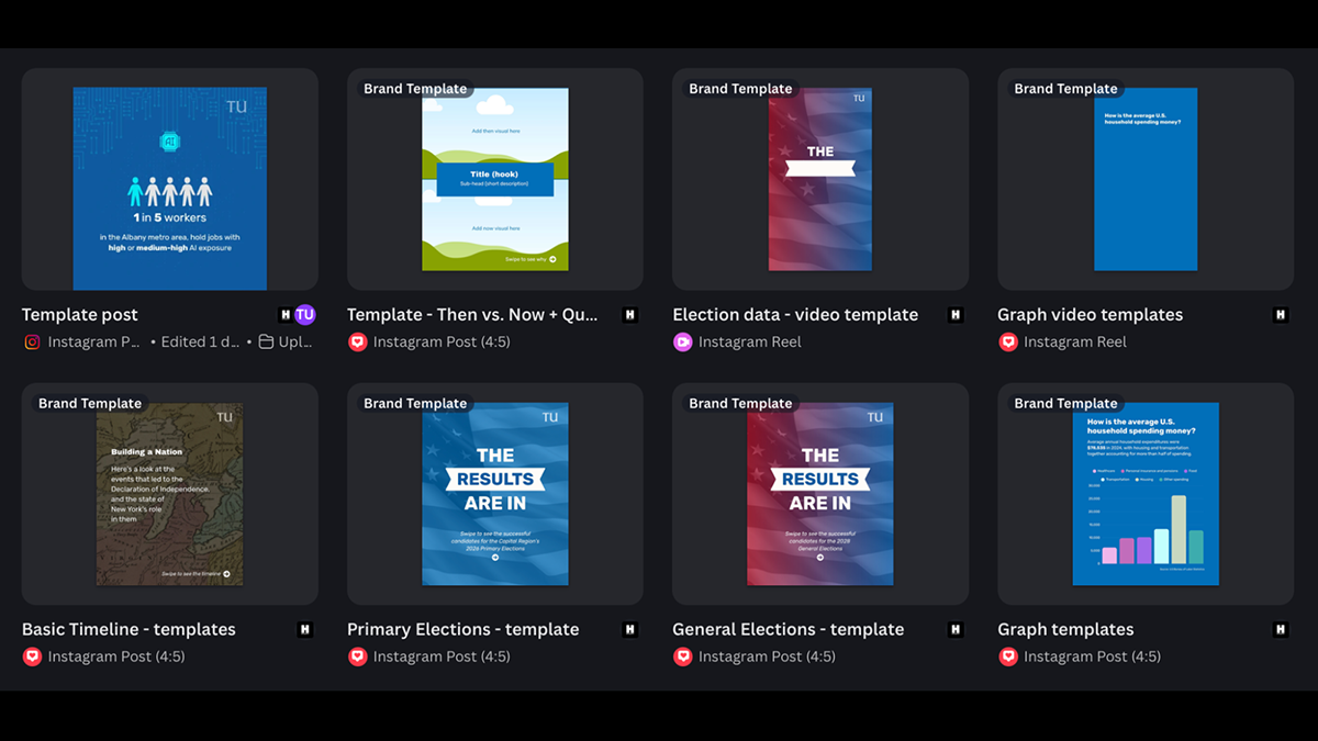 Grid of template options