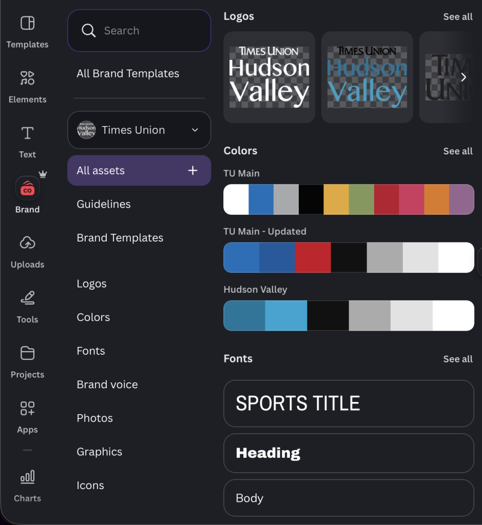 Canva templates page