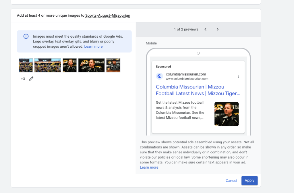 Adding photos and logo to campaigns