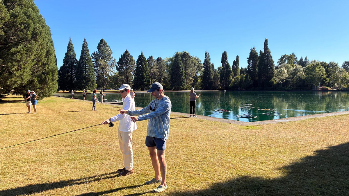 A Current Flow State casting meetup at Portland's casting pond. Photo: Robert Linnemann