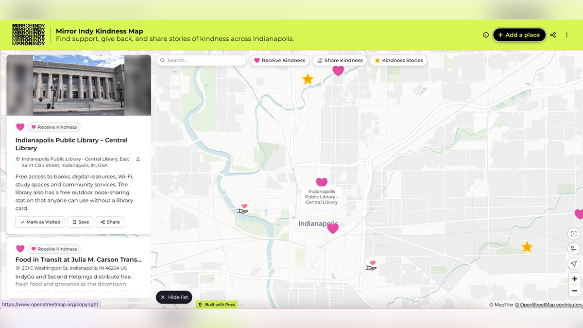 The Mirror Indy Kindness Map includes places where Indianapolis residents can receive help, give back or learn about a local act of kindness.