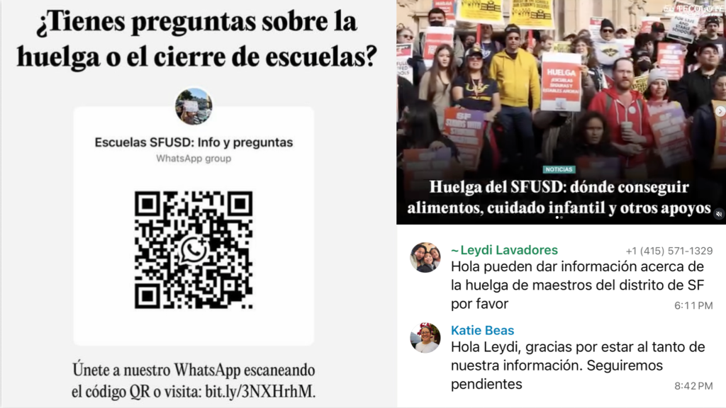 El Tecolote used pop-up group chat to respond to families' needs and questions during a mass teacher’s strike.